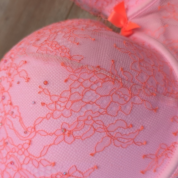 Victoria's Secret Neon Pink Push-Up Bra/Bustier/Corset Top, 34DD - Picture 3 of 8
